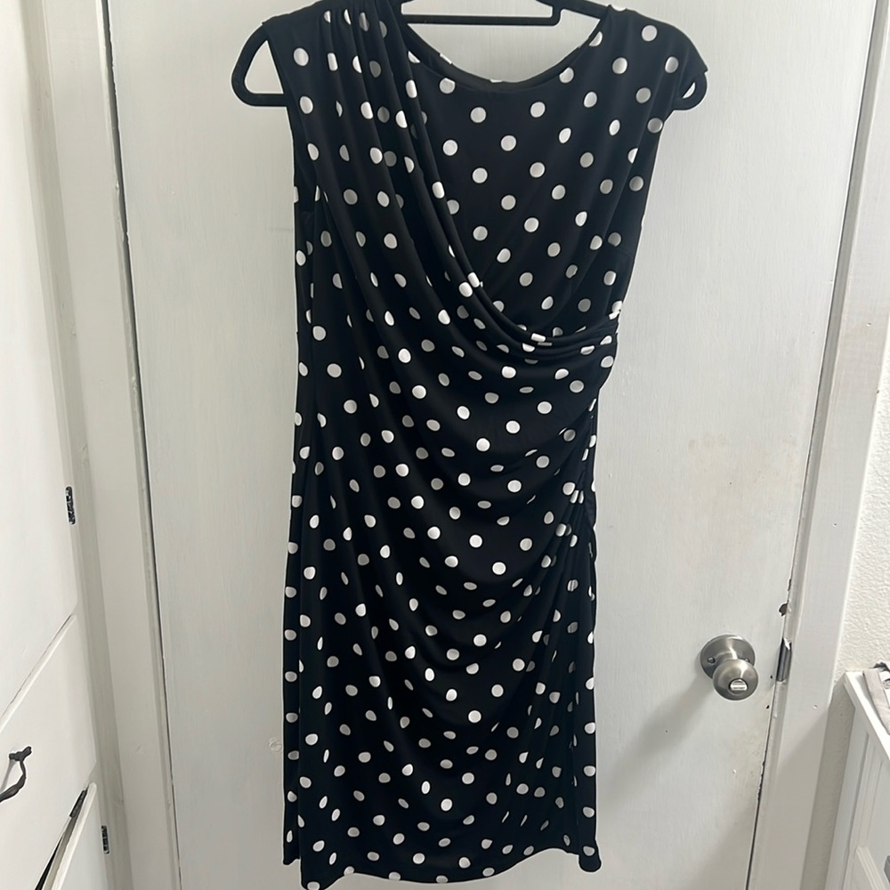 Connected Apparel black and white polka dot dress size 8